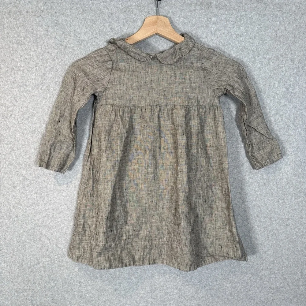 LA petite alice dress girls 2-3 years linen gray mini